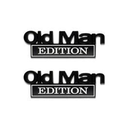 2Pcs Old Man Edition Car Stickers Emblem Metal Badge Bumper Decals for Cars Truck SUV Side or Rear Tailgate Name Plate Sticker (Black White)