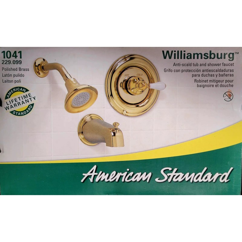 American Standard Shower Faucet and Bath Tub Set Polished Brass