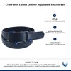CTM Men's Sleek Leather Adjustable Ratchet Belt, Xlarge, Black