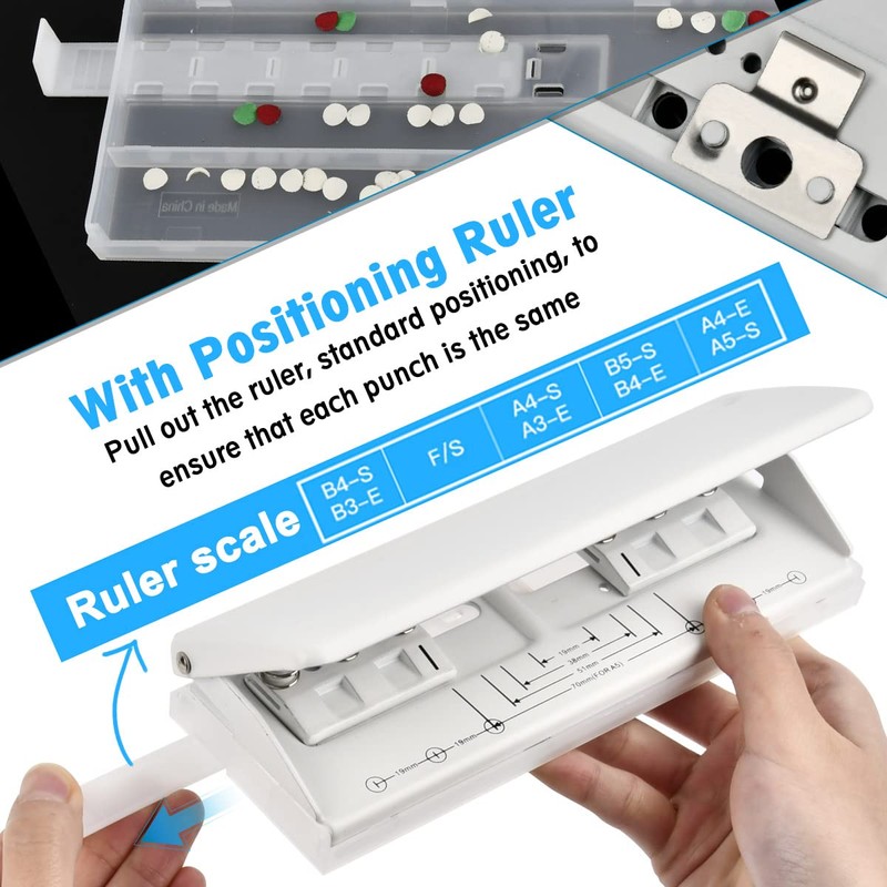 BATINO 6 Hole Punch, Hole Puncher A4 A5 Adjustable Pitch
