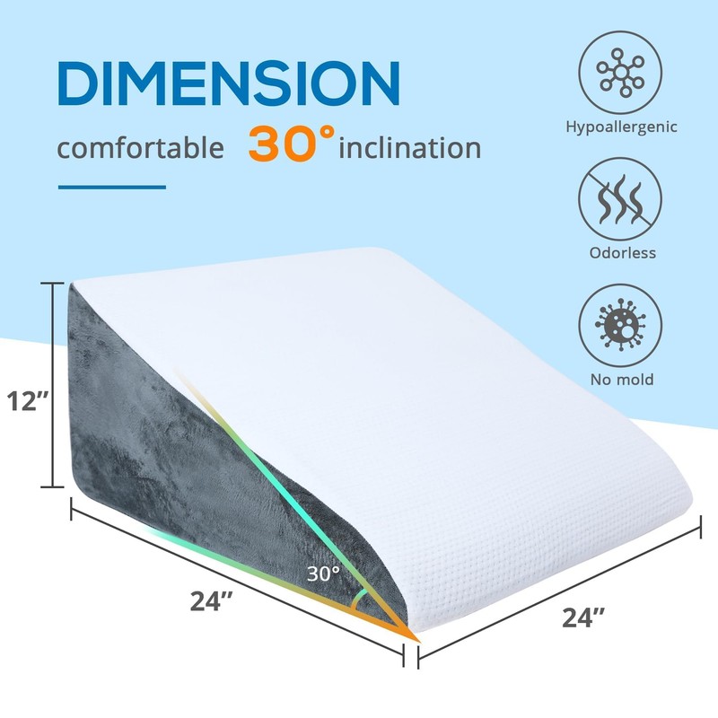 Sasttie Wedge Pillow, 12 Inch Memory Foam Bed Wedge Pillow