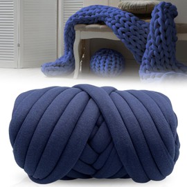 GOEDCH 500 g Bulky Arm Knitting Wool: Thick Wool Bulky Hand Knitting Yarn, Crochet Wool Chunky Yarn, Roving Yarn for Hand Knitting, Crochet for Blankets, Pet Nests, DIY Crafts (Dark Blue)