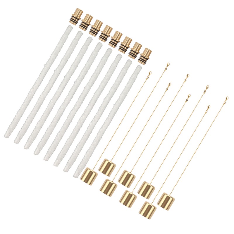 8Pack Wine Bottle Torch Kit Long Life Torch Wicks Brass