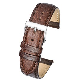 ALPINE INTERNATIONAL Soft Stitched Semi Padded Genuine Leather Buffalo Grain Watch Strap in Extra Long length for Wider Wrists ONLY- Brown - 22 mm (Watch Band fits Wrist Sizes 7 1/2 to 9 inch)