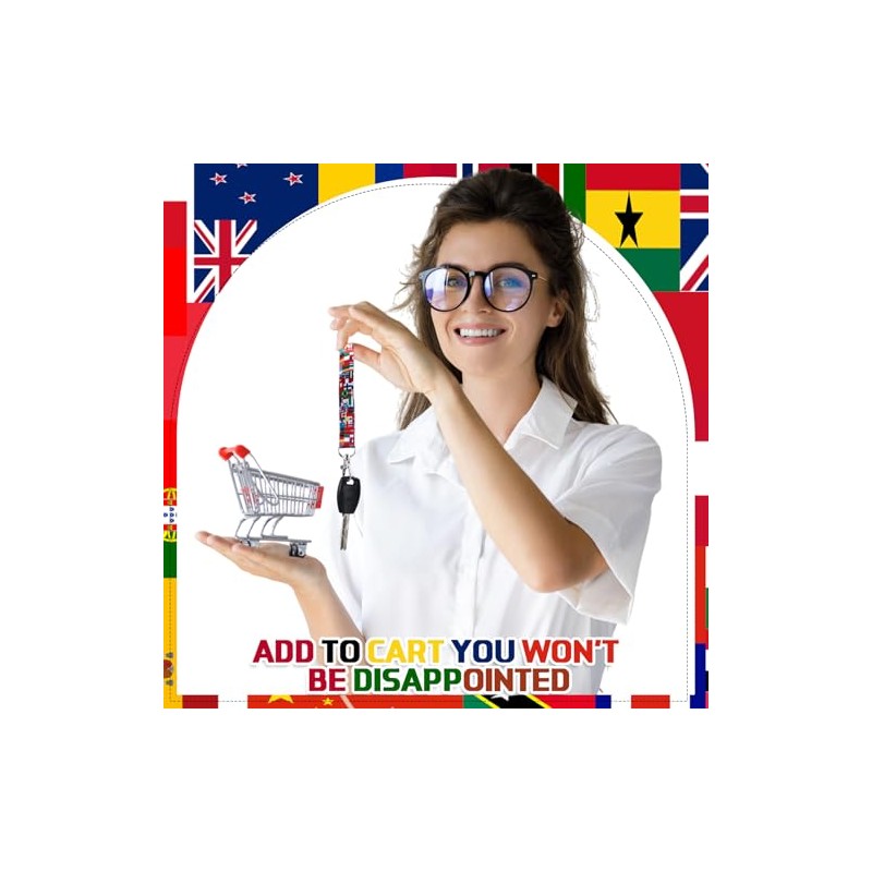 International Flags Lanyard Keychain - 72pcs for Celebrations
