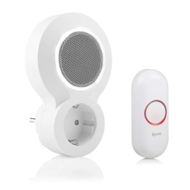 Byron DBY-23513 Wireless Doorbell Kit with Mute and Visual Alarm, Through Outlet Outlet, Up to 200 Meters Range