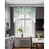 Sage Green Eucalyptus Leaves Swag Valances for Kitchen Window, Spring