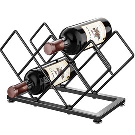 POKIPO Countertop Wine Rack - 7 Bottles Metal Small Wine Racks Wine Bottle Holder Storage Space Saving for Home Kitchen Bar Tableop Cabinet Pantry