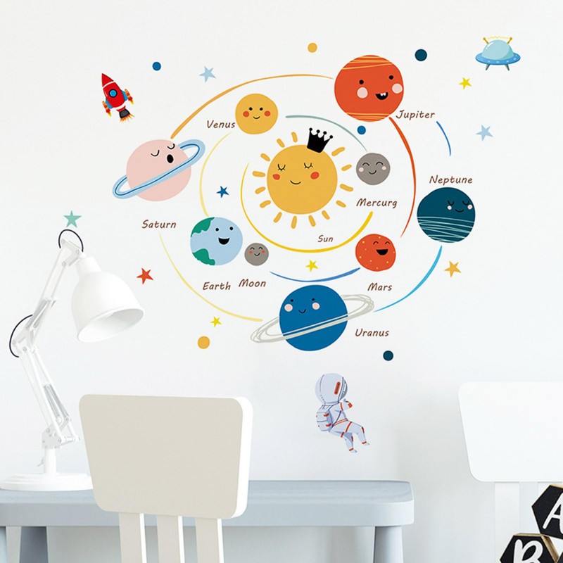 Solar System Wall Stickers for Kids, Universe Space Wall Sticker,