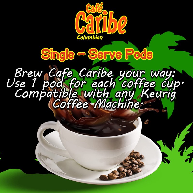 CAFE CARIBE 100% Colombian Coffee Pods, Dark Roast Single-Serve Coffee