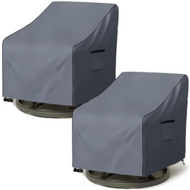 Dalema Outdoor Swivel Chair Cover 2 Pack,600D Heavy Duty 100% Waterproof Outdoor Chair Covers,Patio Furniture Covers for Swivel Patio Chairs,30" W x 34" D x 36" H,Grey