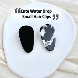 1.57'' Creaseless Hair Clips No Bend Makeup Barrettes Alligator Clips for Styling Hair Accessories- 2PCS,Teardrop Design in Solid Black & Black-and-White