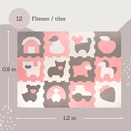 Hakuna Matte Puzzlematte für Babys 1,2x0,9m – Baby Spielmatte enthält 12 Fliesen mit Tieren – 20% dickere Krabbelmatte in Einer recycelbaren Verpackung – schadstofffreie, geruchlose Schaumstoffmatte