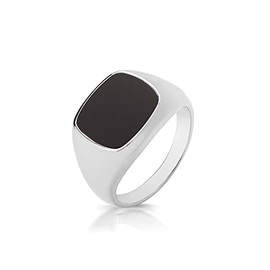 EDS Jewels Trendy 925 Sterling Silver Ladies Signet & Sovereign Ring with Onyx WJS33147RSH