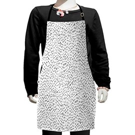 Ambesonne Abstract Apron, Grungy Vertical Random Little Strokes Digital Minimalist Avant Garde Art, Small Apron Bib with Adjustable Ties for Baking Painting, Small Size, Black and White