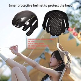 LIODFGLER Bucket Hats with Bike Helmet Cycling Helmet for Unisex Adults Fashion Breathable Sunscreen Head Protection Bicycle Helmet Hats (Khaki)