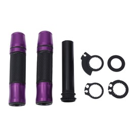 Partuto 7/8" 22mm 15/16" 24mm Motorcycle Hand Grips Cover Kit Non Slip Aluminum Alloy Rubber Handlebar Grips Black Purple 1 Set Rhombus Pattern