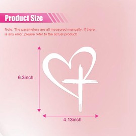 KITUREK Love Cross Sticker Decal, Love Heart Cross Stickers, Decal Vinyl Sticker for Notebook, Car, Laptop, Window 6.3'4.13' (2PCS White Small)