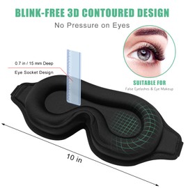 BeeVines 2 Pack 3D Contoured Sleep Mask Sleeping Eye Masks for Lash Extensions, Night Molded Mask with Adjustable Strap, 100% Block Light Eye Shade Cover for Traveling Yoga Nap