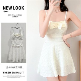 Women's Stylish Short-Sleeved One-Piece Swim Dress - Tummy Control, Modest Style, Plus Size R339 M [Suitable for 47.50 Kg - 52.50Kg]/H915 White 2ea