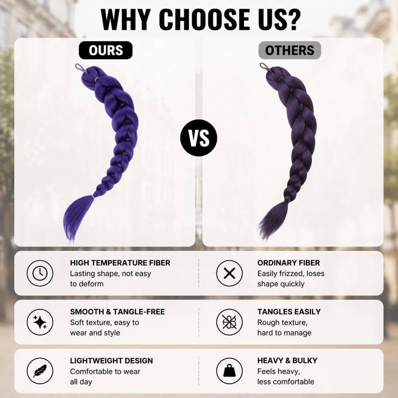 Purple Hair Extension Set - Purple Ponytail Extension - Mesh