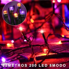 MXCOCO 10m Luz Solar 100 Leds para Exterior de Halloween, 8 Modos de lluminación con Luces Naranjas y Moradas, Cadena Luz Impermeables IP65, Decoracio