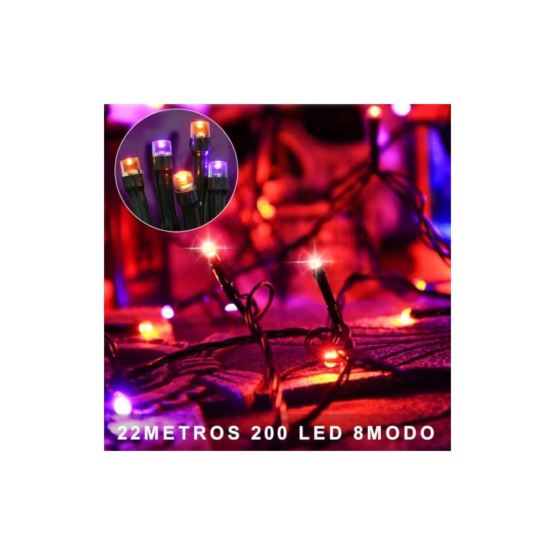 MXCOCO 10m Luz Solar 100 Leds para Exterior de Halloween,
