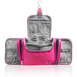 TRAVANDO ® XXL Ladies Large Hanging Toiletry Bag Large 8.8 Litre Volume Cosmetic Bag with Multiple Compartments Wash Bag Large Beauty Case Wash Bag Travel Toilet Bag., Pink