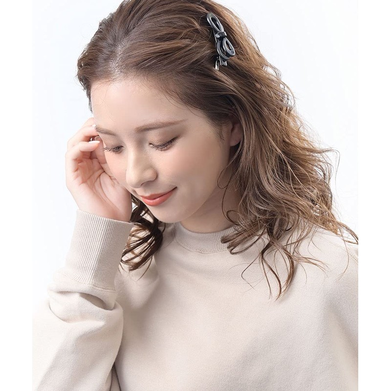 VingTAINE H7462-BK- Tortoise Shell Style Ribbon Hair Clip Patterned Beak