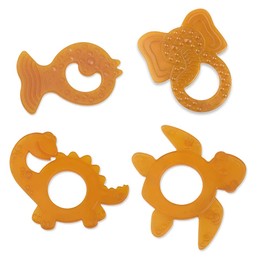 GRÜNSPECHT Organic Natural Rubber Teether for Teething Babies, Massages Gums, BPA Free, Soft, Promotes Fine Motor Skills, Elephant (639-00), Brown