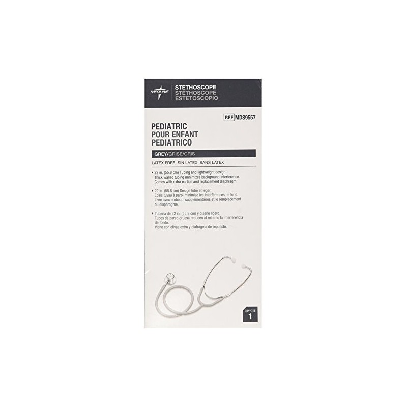 Medline Dual-Head Stethoscope, Gray, Pediatric Size