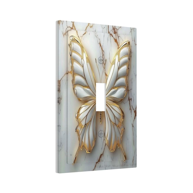 OILbiexn Decorative Light Switch Cover White Gold Abstract Modern Marble