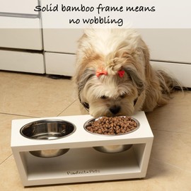 4" Tall Elevated Dog Bowls for Small Dogs, Elevated Cat Bowls. Dog Bowl Stand, Cat Food Bowl, Raised Cat Bowl, Cat Bowls Elevated, Dog and Cat Food and Water Bowl Set by Pawfect Pets (White)