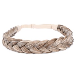 DIGUAN Synthetic Hair Braided Headband Wide Plaited Braids Hairpiece Women Girl Beauty accessory, 55g (Bleach Brown)