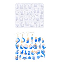 YZYDF Resin Earring Pendant Silicone Molds for Crafting Moon Cats Heart Jewelry Resin Art Supplies Jewelry Hand-Making Molds