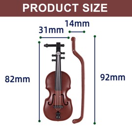 1 Set Mini Violin Model - World's Smallest Plastic Violin with Bow - Tiny Musical Ornament for Dollhouse Office Shelf Gift Display - Brown 8cm
