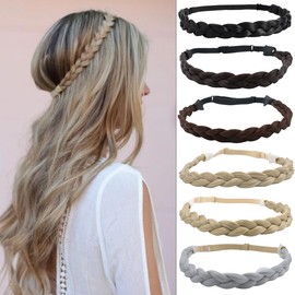 Yamel Braid Headband Adjustable Braided Hairband Black Headbands for Women Synthetic Hair Plait Hairband Braided Headband Elastic