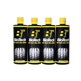BioTech Wet Look Tire Shine, Silicone Based tire Shine, Non Splatter tire Shine, Long Lasting, Concentrated Formula, High Gloss, Easy to Apply 16 oz (4)