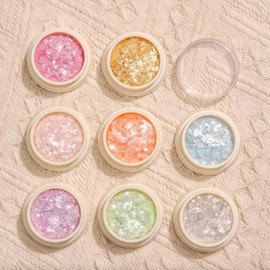 8 Colors Set Nail Art Glitter Snow melt Paper Nail Powder Decorative Stickers ice Crystal Snow Velvet Powder Super Glitter