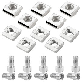 LPZMPZ Set of 10 T-Slot Nuts M8 Set, Stainless Steel T Slot Nut 8 with Screw, Series 3030 T-Slot Nuts Type B for Aluminium Profile, Clamping Claws, C Profile, Aluminium Profile Extrusion Slot