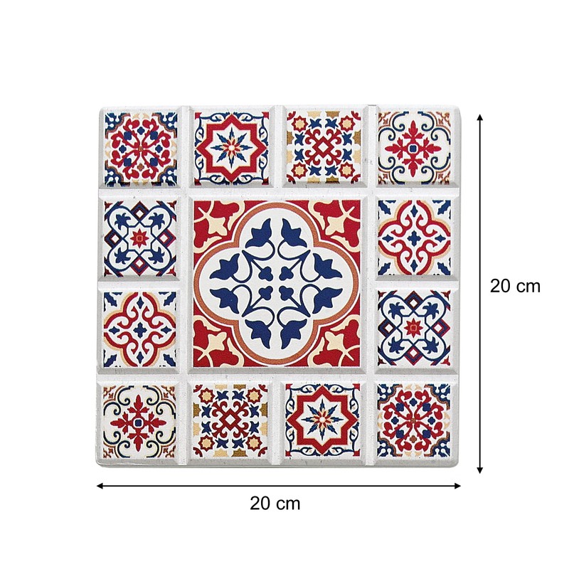 Zassenhaus 057690 Coasters Oriental Design Flower Ceramic with Non-Slip Cork