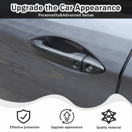 HIRUFAIT Exterior Door Handle Cover Trim for Honda Pilot 2016-2022 / Honda Ridgeline 2017-2022, 4PCS Car Outside Door Handle Protector Accessories ABS Material (Carbon Fiber Pattern)