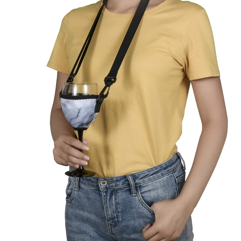 Beautyflier Wine Glass Insulator/Drink Holder/Neoprene Sleeve with Adjustable Neck Strap