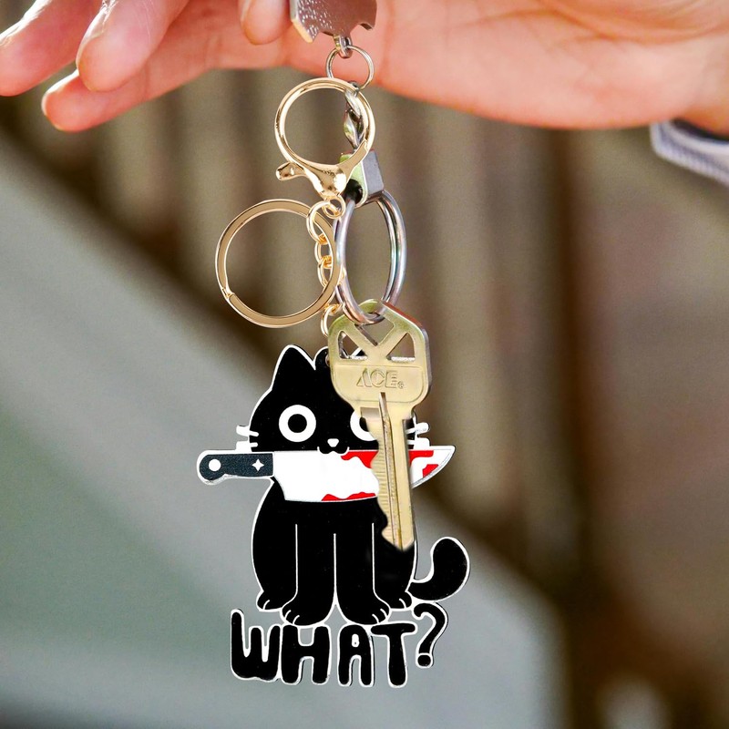 Luckious Creative Cartoon Black Cat Keychain - Cute and Durable
