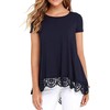 QIXING Top Lace Women's Round Neck Tunic Women's Elegant Casual