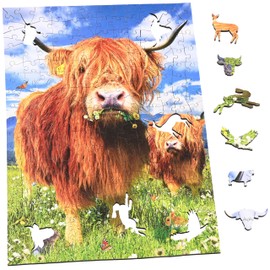 Wentworth Jigsaw Puzzle – Highland Cattle – 250 Pieces - For Adults - Shaped Puzzle Pieces & Themed Whimsies - Great for a Gift