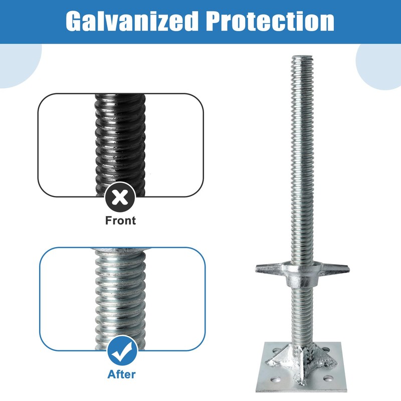 Reinforced Adjustable Leveling Jacks, 18.25" Solid Scaffolding Parts with Base