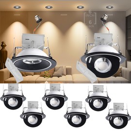 Lightdot Recessed Lighting 6 inch, Adjustable Trim with LED Bulbs,Ceilling Light Fixture,3CCT Dimmable,Canless LED Recessed Light