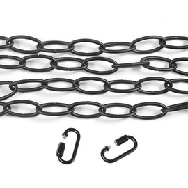 KSANA 19.7 Feet Black Lighting Chain with 2 Connection Locks, Extension Heavy Duty Chandelier Pendant Hanging Light Fixture Chain for High Ceiling