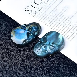 DUKIZA Labradorite Crysta Skull Skull Crystal Labradorite Palm Stone Crystal Skull Head